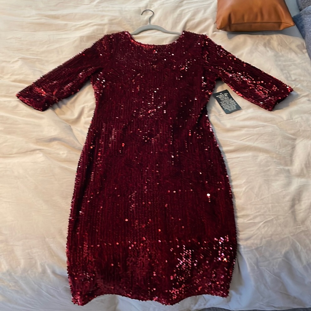 Red sequin holiday dress